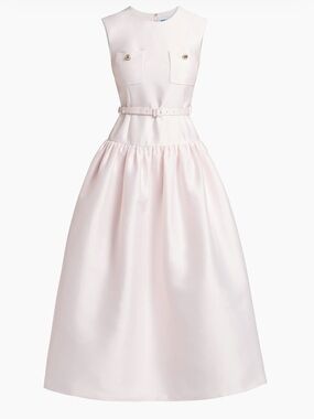 Self-Portrait Taffeta Belted Drop-Waist Midi-Dress size 4 NWT